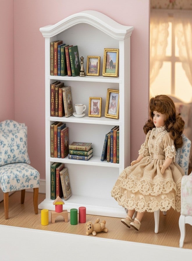 KH866 Miniature Book Shelf 1:12 Mini Bookshelf Dollhouse Furniture Accessories White Wooden Bookcase for Doll House, Books Storage Shelves, Classic Display Decoration Accessories, Cute Small Items - Image 4
